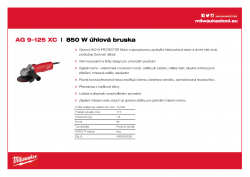 MILWAUKEE AG 9 Kompaktní 850 W 125 mm úhlová bruska 4933403200 A4 PDF