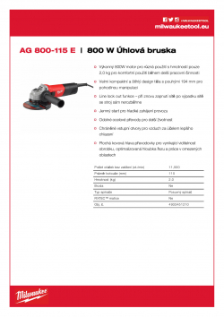 MILWAUKEE AG 800 E 800 W Úhlová bruska 4933451210 A4 PDF