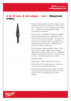 MILWAUKEE Step Drills 4 - 12 mm / 2˝ 48899302 A4 PDF