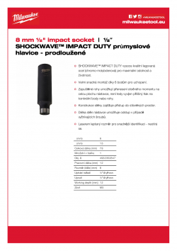 MILWAUKEE ½" impact sockets - deep  4932352847 A4 PDF