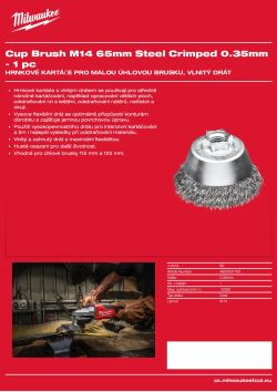 MILWAUKEE Hrnkový kartáč M14 65 mm, ocelový, vlnitý drát 0,35 mm – 1 ks 4932501750 A4 PDF