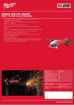MILWAUKEE M28™ 115 mm úhlová bruska 4933448539 A4 PDF