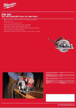 MILWAUKEE 184 mm okružní pila (61 mm DOC) 4933410865 A4 PDF