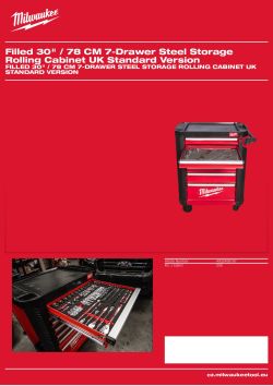 MILWAUKEE Filled 30" / 78 CM 7-Drawer Steel Storage Rolling Cabinet UK Standard Version 4932498187 A4 PDF