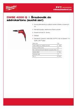 MILWAUKEE Šroubovák do sádrokartonu (suchá zeď) 674350 A4 PDF