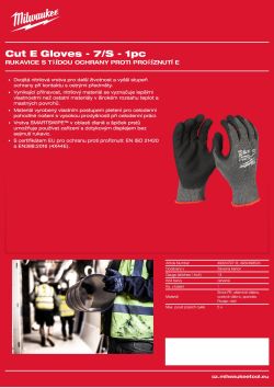 MILWAUKEE Gen 2 Cut E Gloves 4932498524 A4 PDF