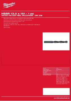 MILWAUKEE HSS DIN 338 Rollforged Drill Bits With Reduced Shank 4932363589 A4 PDF