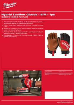 MILWAUKEE Hybridní kožené Rukavice Cut - 8/M - 1 pár 4932471912 A4 PDF