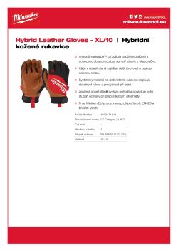 MILWAUKEE Hybridní kožené Rukavice Cut - 10/XL - 1 pár 4932471914 A4 PDF