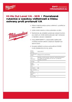 MILWAUKEE Rukavice Hi-Vis Cut Cut A - 8/M - 1 pár 4932479917 A4 PDF