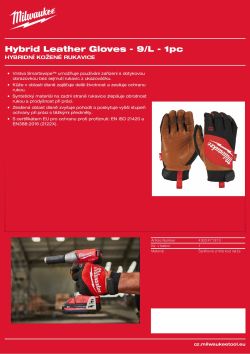 MILWAUKEE Hybridní kožené Rukavice Cut - 9/L - 1 pár 4932471913 A4 PDF