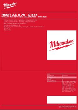 MILWAUKEE HSS DIN 338 Rollforged Drill Bits With Reduced Shank 4932363572 A4 PDF