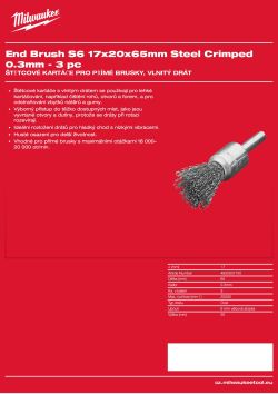 MILWAUKEE Štětcový kartáč S6 17×20×65 mm, ocelový, vlnitý drát 0,3 mm – 3 ks 4932501720 A4 PDF