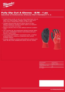MILWAUKEE Rukavice Cut A s celoplošným povrstvením - 8/M - 1 pár 4932493219 A4 PDF