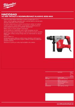 MILWAUKEE 40 mm vrtací a rozbrušovací kladivo SDS-Max 4933493337 A4 PDF