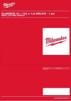 MILWAUKEE Metal Cutting Wheels 4932459614 A4 PDF