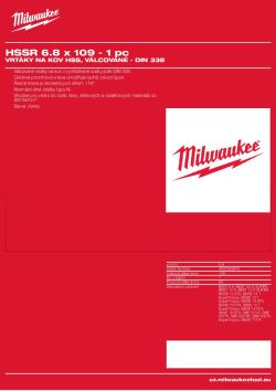 MILWAUKEE HSS DIN 338 Rollforged Drill Bits With Reduced Shank 4932363876 A4 PDF