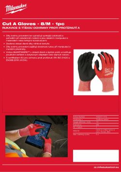 MILWAUKEE Rukavice CutA - 8/M - 1 pár 4932471416 A4 PDF