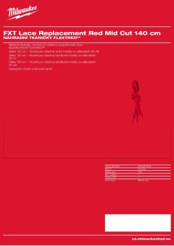 MILWAUKEE Náhradní tkaničky FLEXTRED™ – červené, kotníkový model, délka 140 cm 4932501676 A4 PDF