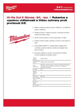 MILWAUKEE Rukavice Hi-Vis Cut Cut E - 9/L - 1 pár 4932479933 A4 PDF