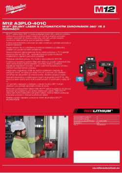 MILWAUKEE M12™ zelený laser s automatickým zarovnáním 360° ve 3 rovinách 4933499003 A4 PDF
