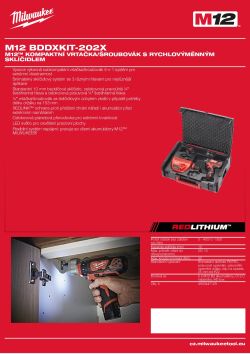 MILWAUKEE M12™ kompaktní vrtačka/šroubovák s rychlovýměnným sklíčidlem 4933447129 A4 PDF