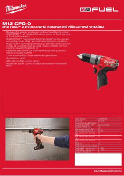 MILWAUKEE M12 FUEL™ 2-rychlostní kompaktní příklepová vrtačka 4933440380 A4 PDF