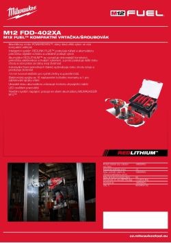 MILWAUKEE M12 FUEL™ kompaktní vrtačka/šroubovák 4933464132 A4 PDF