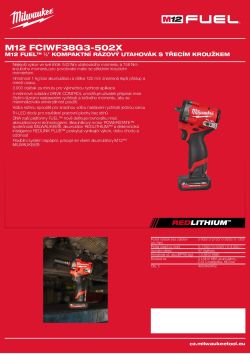 MILWAUKEE M12 FUEL™ ⅜″  kompaktní rázový utahovák s třecím kroužkem 4933493453 A4 PDF