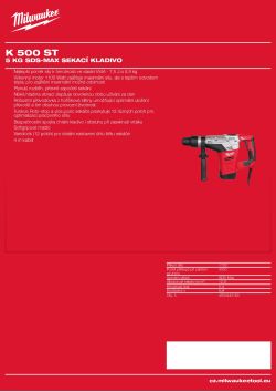 MILWAUKEE 5 kg profesionální bourací kladivo SDS-Max 4933443345 A4 PDF