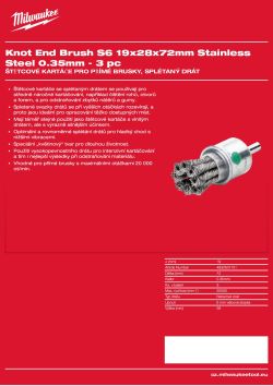 MILWAUKEE Štětcový kartáč S6 19×28×72 mm, nerezový, splétaný drát 0,35 mm – 3 ks 4932501731 A4 PDF