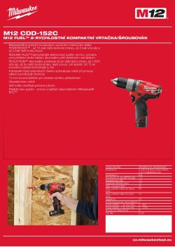 MILWAUKEE M12 FUEL™ 2-rychl. kompaktní vrtačka/šroubovák 4933443190 A4 PDF
