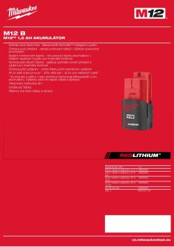 MILWAUKEE M12™ 1,5 Ah akumulátor 4931427105 A4 PDF