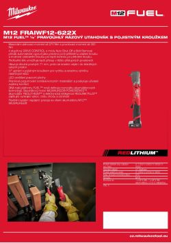 MILWAUKEE M12 FUEL™ ½″ pravoúhlý rázový utahovák s pojistným kroužkem 4933478807 A4 PDF