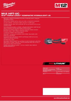 MILWAUKEE M12™ Force Logic™ kompaktní hydraulický lis 4933478247 A4 PDF