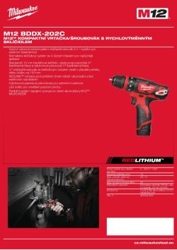 MILWAUKEE M12™ kompaktní vrtačka/šroubovák s rychlovýměnným sklíčidlem 4933447830 A4 PDF