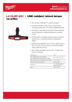 MILWAUKEE USB nabíjecí čelová lampa na přilbu 4933471390 A4 PDF