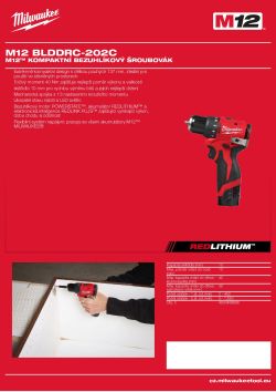 MILWAUKEE M12™ kompaktní bezuhlíkový šroubovák 4933499687 A4 PDF