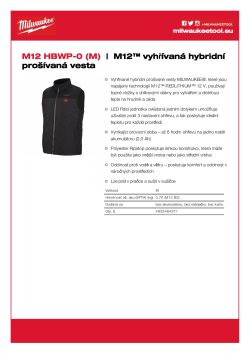 MILWAUKEE M12™ vyhřívaná hybridní prošívaná vesta 4933464371 A4 PDF