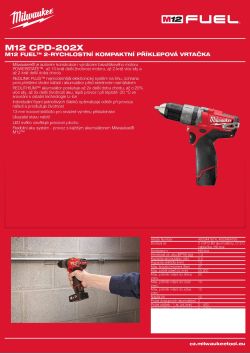 MILWAUKEE M12 FUEL™ 2-rychlostní kompaktní příklepová vrtačka 4933441874 A4 PDF