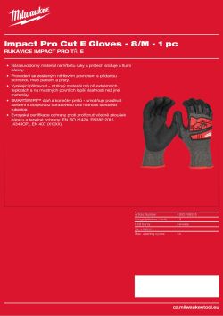 MILWAUKEE Rukavice Cut Impact Pro Cut E - 8/M - 1 pár 4932498535 A4 PDF