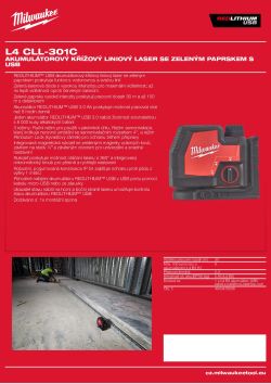 MILWAUKEE Akumulátorový křížový liniový laser se zeleným paprskem s USB 4933478243 A4 PDF