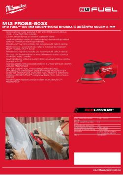 MILWAUKEE M12 FUEL™ 150 mm excentrická bruska s oběžným kolem 5 mm 4933493652 A4 PDF