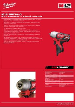 MILWAUKEE M12™ kompaktní ¼″ rázový utahovák 4933441980 A4 PDF