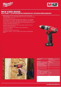 MILWAUKEE M12 FUEL™ 2-rychlostní kompaktní vrtačka/šroubovák 4933451508 A4 PDF