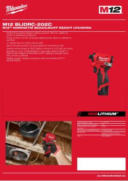 MILWAUKEE M12™ kompaktní bezuhlíkový rázový utahovák 4933499691 A4 PDF