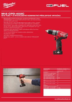 MILWAUKEE M12 FUEL™ 2-rychlostní kompaktní příklepová vrtačka 4933441117 A4 PDF