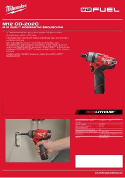 MILWAUKEE M12 FUEL™ kompaktní šroubovák 4933440568 A4 PDF