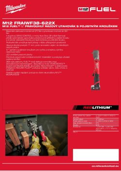 MILWAUKEE M12 FUEL™ ⅜″ pravoúhlý rázový utahovák s pojistným kroužkem 4933478808 A4 PDF