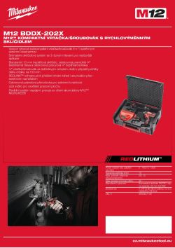 MILWAUKEE M12™ kompaktní vrtačka/šroubovák s rychlovýměnným sklíčidlem 4933447136 A4 PDF